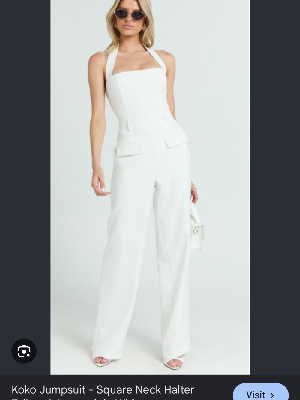 Showpo White Square-Neck Halter Jumpsuit